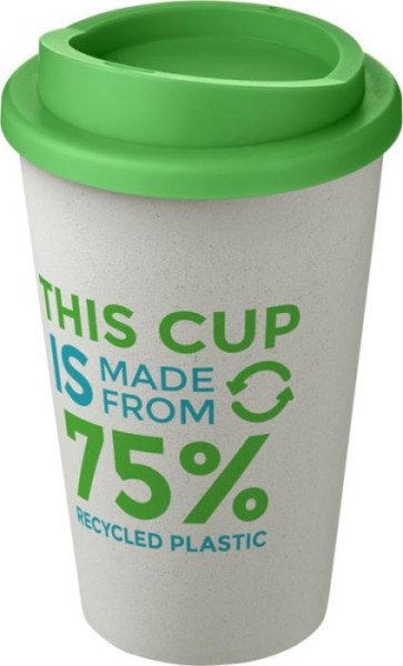 Recycling Isolierbecher als Doppelwandiger Coffee to go Becher - weiss-grün