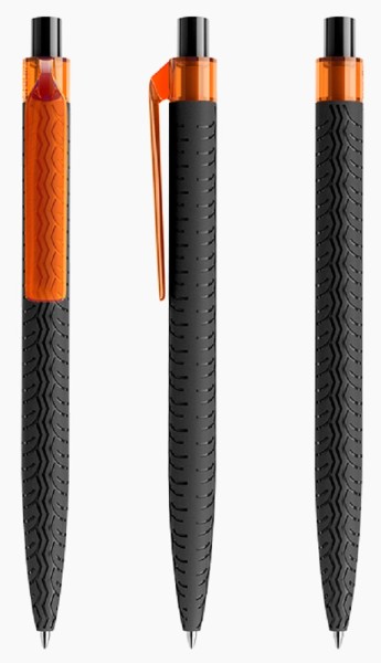 prodir Kugelschreiber QS03 Kunststoff-Clip flat transparent PMT T10 orange