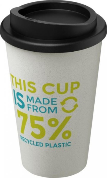 Recycling Isolierbecher als Doppelwandiger Coffee to go Becher - weiss-schwarz