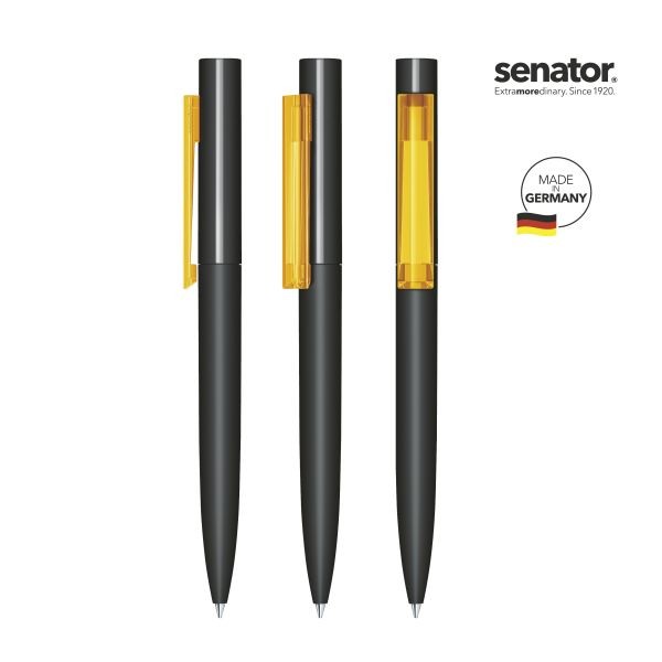 SENATOR Kugelschreiber HEADLINER Softtouch Schwarz Clip Gelb Pantone 7408