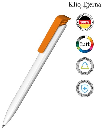 Klio-Eterna Kugelschreiber Trias recycling antibacterial 42668 weiß/orange