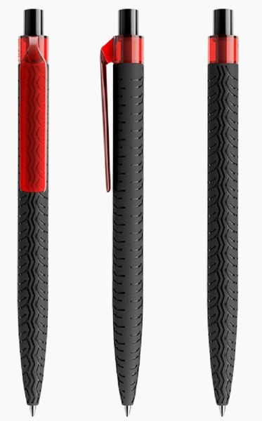 prodir Kugelschreiber QS03 Kunststoff-Clip flat transparent PMT T20 rot