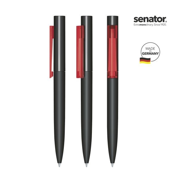 SENATOR Kugelschreiber HEADLINER Softtouch Schwarz Clip Rot Pantone 186