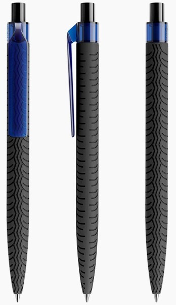 prodir Kugelschreiber QS03 Kunststoff-Clip flat transparent PRT softtouch T62 dunkelblau