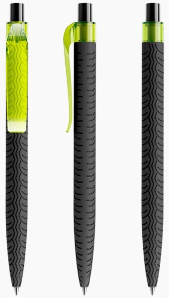 prodir Kugelschreiber QS03 Kunststoff-Clip curved transparent PRT softtouch T66 gelb-grün
