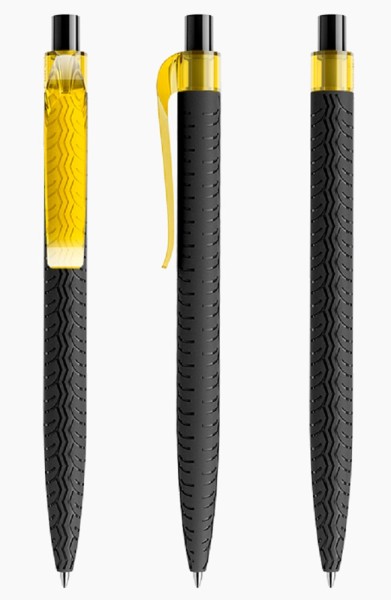 prodir Kugelschreiber QS03 Kunststoff-Clip curved transparent PMT T07 gelb 