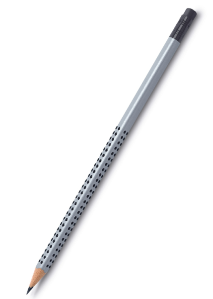 Faber-Castell Grip 2001 Silber Bleistift mit Radiertip 217200 inkl. 1-farbigem Druck auf dem Schaft