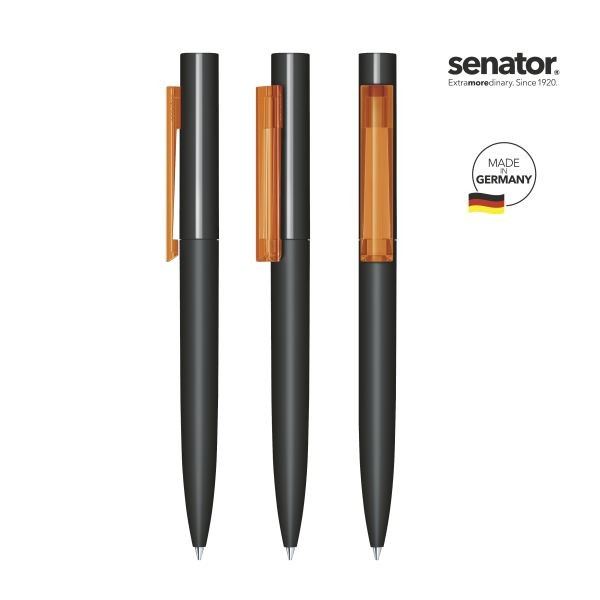 SENATOR Kugelschreiber HEADLINER Softtouch Schwarz Clip Orange Pantone 151