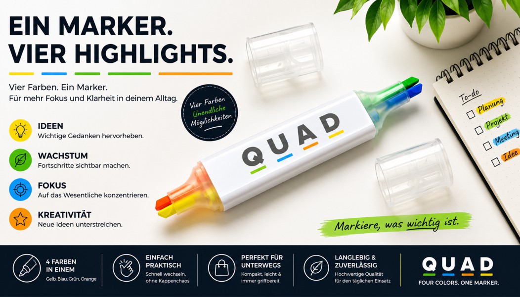 4-in-1 Textmarker QUAD4 20020 von Ritter-Pen