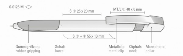 UMA Kugelschreiber SKY grip M 0-0126 Weiß-Anthrazit