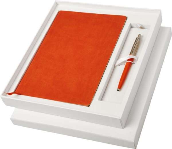 Parker Geschenkset Jotter mit A5 Notizbuch orange + Kugelschreiber