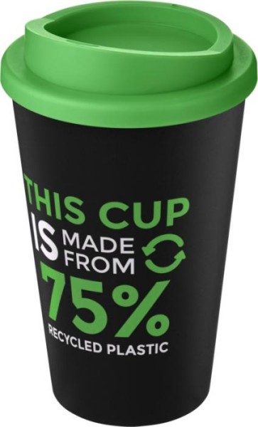 Recycling Isolierbecher als Doppelwandiger Coffee to go Becher - schwarz-grün