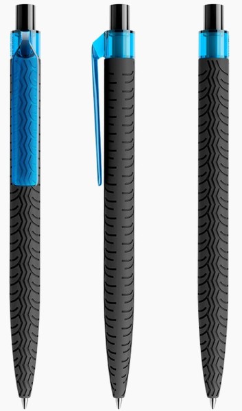 prodir Kugelschreiber QS03 Kunststoff-Clip flat transparent PRT softtouch T53 hellblau