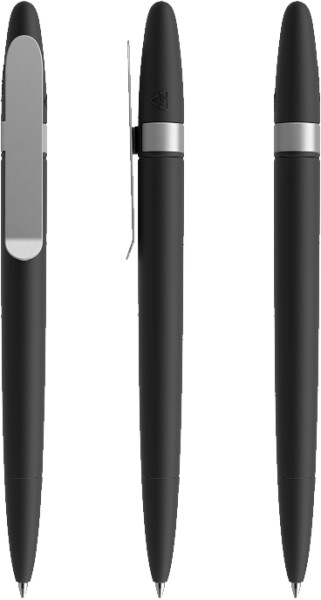 prodir Kugelschreiber DS5 Metal Clip TSR Softtouch Black S70 Silver