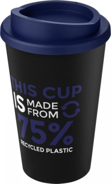 Recycling Isolierbecher als Doppelwandiger Coffee to go Becher - schwarz-blau