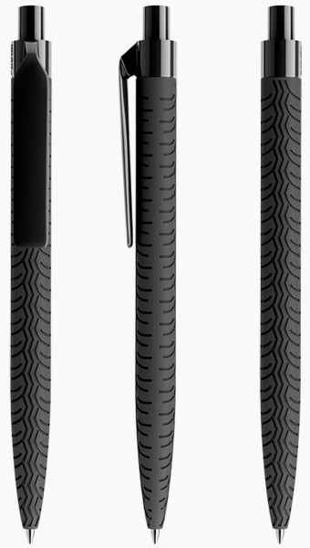 prodir Kugelschreiber QS03 Kunststoff-Clip flat polished PRP softtouch P75 schwarz