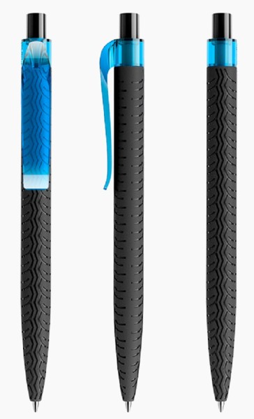 prodir Kugelschreiber QS03 Kunststoff-Clip curved transparent PMT T53 hellblau