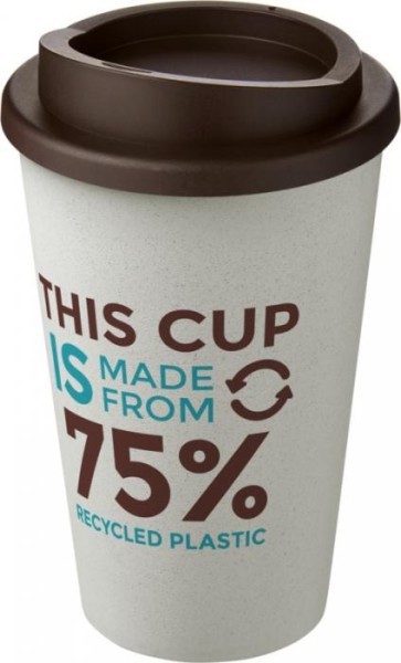 Recycling Isolierbecher als Doppelwandiger Coffee to go Becher - weiss-braun