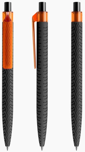 prodir Kugelschreiber QS03 Kunststoff-Clip flat transparent PRT softtouch T10 orange