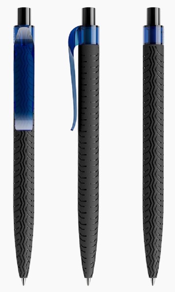 prodir Kugelschreiber QS03 Kunststoff-Clip curved transparent PMT T62 dunkelblau