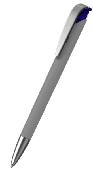 KLIO-ETERNA Kugelschreiber Jona softgrip ice MMs Hellgrau CSG Dunkelblau DTI1