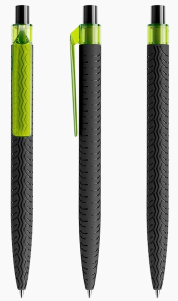 prodir Kugelschreiber QS03 Kunststoff-Clip flat transparent PMT T66 gelb-grün
