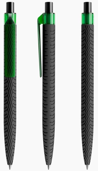 prodir Kugelschreiber QS03 Kunststoff-Clip flat transparent PRT softtouch T67 grün