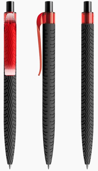 prodir Kugelschreiber QS03 Kunststoff-Clip curved transparent PRT softtouch T20 rot