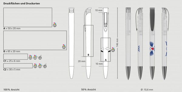 KLIO-ETERNA Kugelschreiber Jona transparent MMn 41131 Dunkelblau DTR1