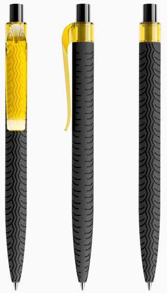 prodir Kugelschreiber QS03 Kunststoff-Clip curved transparent PRT softtouch T07 gelb