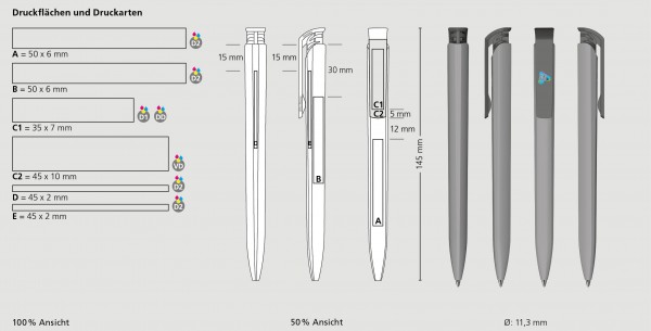 KLIO-ETERNA Kugelschreiber Trias softtouch high gloss 42658 Mittelblau MST