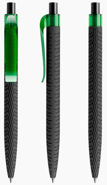 prodir Kugelschreiber QS03 Kunststoff-Clip curved transparent PRT softtouch T67 grün