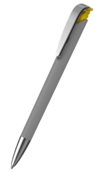 KLIO-ETERNA Kugelschreiber Jona softgrip ice MMs Hellgrau CSG Sonnengelb STI